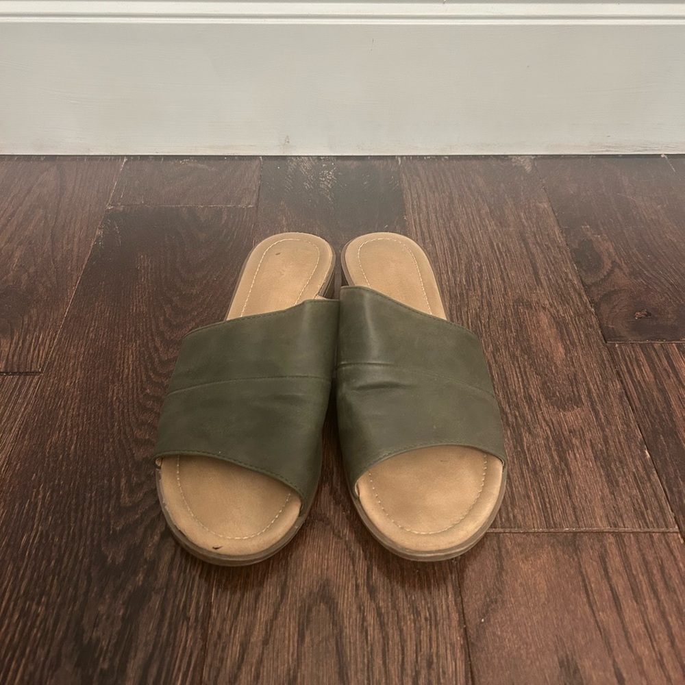 Catherine Malandrino Khaki Slide Mules